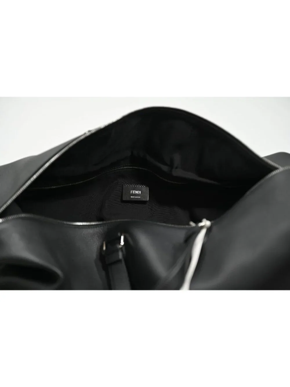 Fendi Lui 45 Duffle Bag in Black Calf Leather With Palladium Hardware